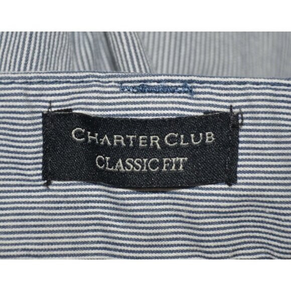 Charter Club Pinstriped Navy Blue & White Capri Crop Pants Size 4 Nautical - Picture 8 of 10